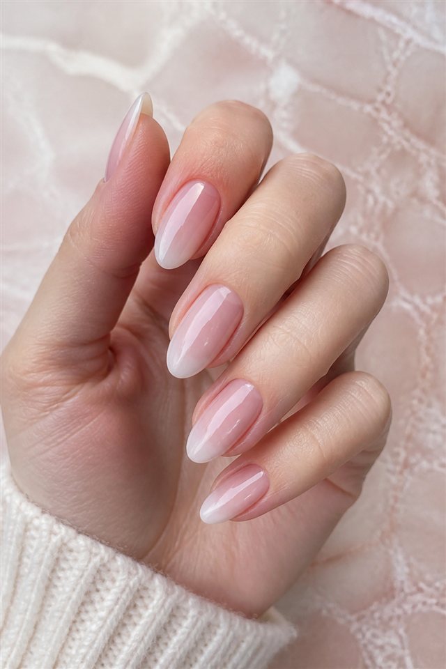 Baby Boomer Nägel mit rosiger Nude-Basis