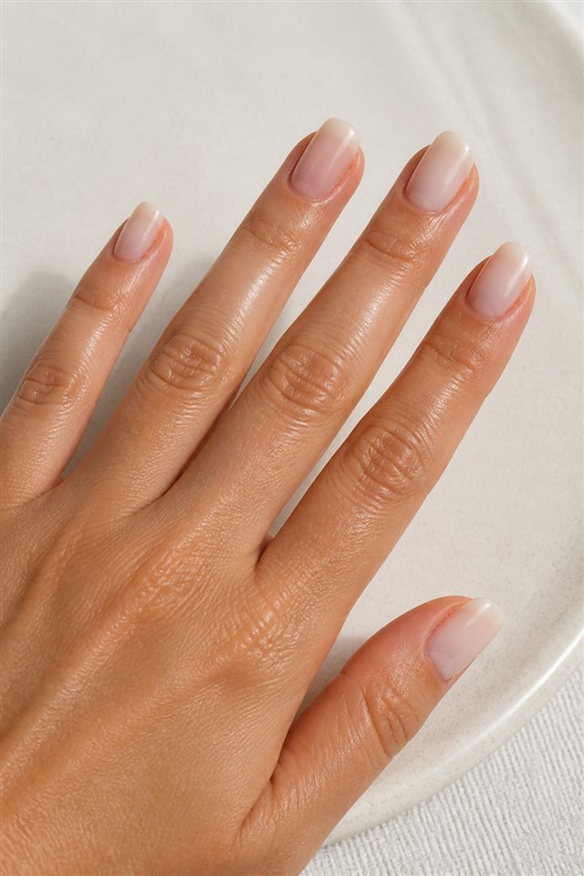 Baby Boomer Nägel in moderner Soft-Square-Form