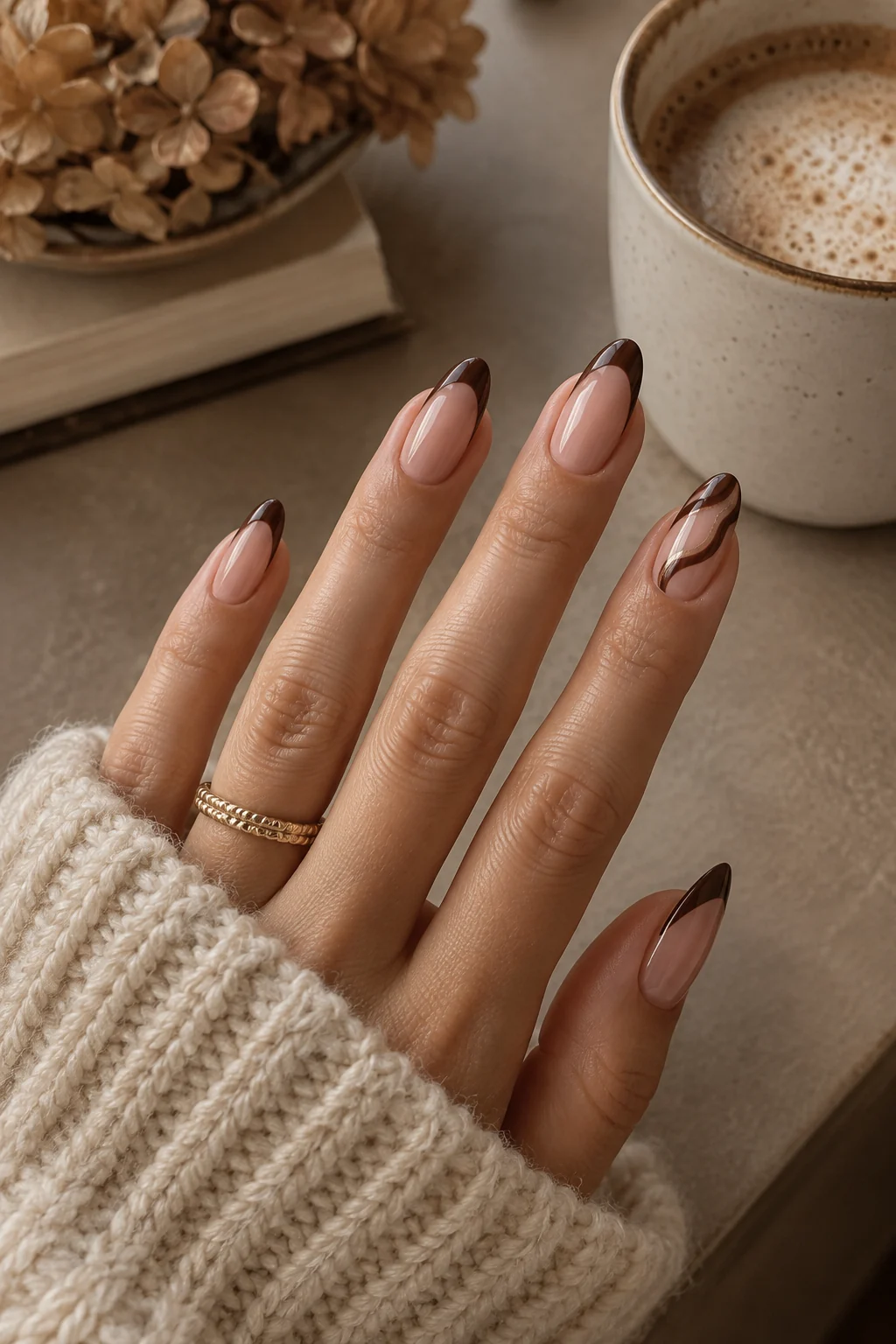 Mocha Chocolate French Nails als Herbst Nageldesign 2026